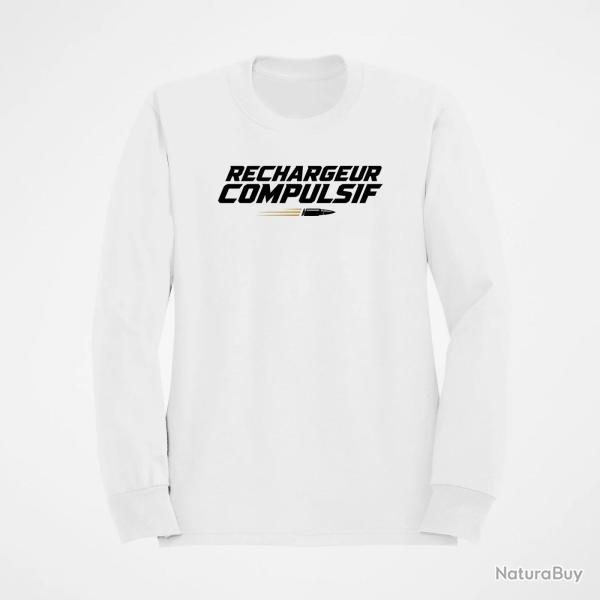 Sweat Tir Sportif Rechargeur compulsif Typographie balle Blanc / Orange
