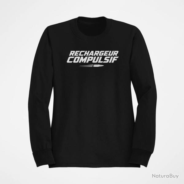 Sweat Tir Sportif Rechargeur compulsif Typographie balle Noir