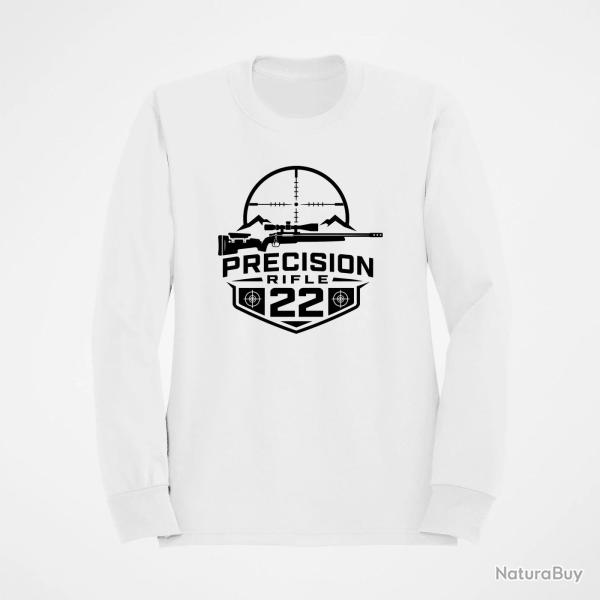 Sweat Tir Sportif Precision Rifle 22 Blason montagne Blanc