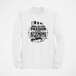 Sweat Tir Sportif Mon autre passion, c'est attendre le calme Blanc