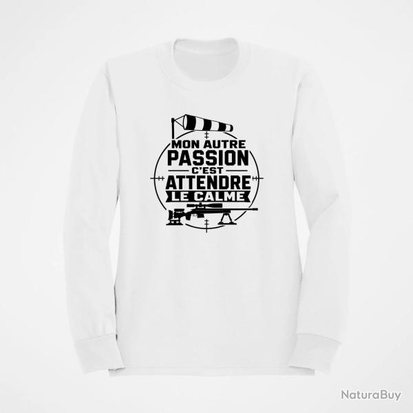 Sweat Tir Sportif Mon autre passion, c'est attendre le calme Blanc