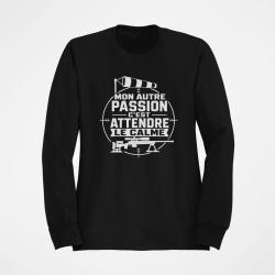 Sweat Tir Sportif Mon autre passion, c'est attendre le calme Noir