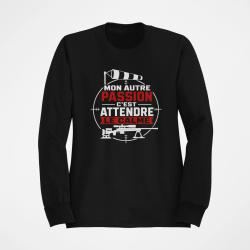Sweat Tir Sportif Mon autre passion, c'est attendre le calme Noir / Orange