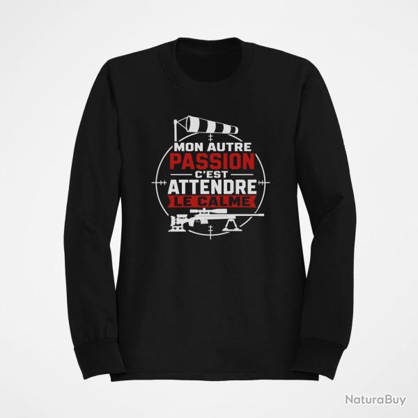 Sweat Tir Sportif Mon autre passion, c'est attendre le calme Noir / Orange