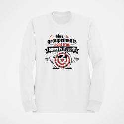 Sweat Tir Sportif Mes groupements sont tr&egrave;s ouverts d'esprit Blanc / Orange