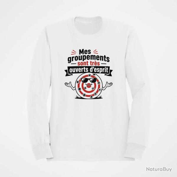 Sweat Tir Sportif Mes groupements sont tr�s ouverts d'esprit Blanc / Orange