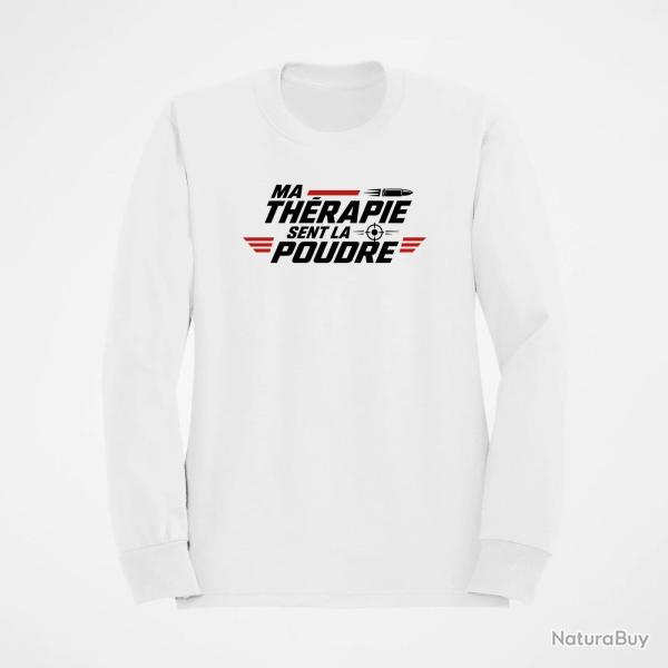 Sweat Tir Sportif Ma th�rapie sent la poudre Cible et balle Blanc / Orange