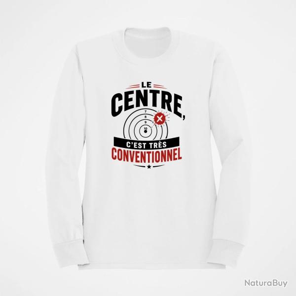 Sweat Tir Sportif Le centre, c'est tr�s conventionnel Blanc / Orange