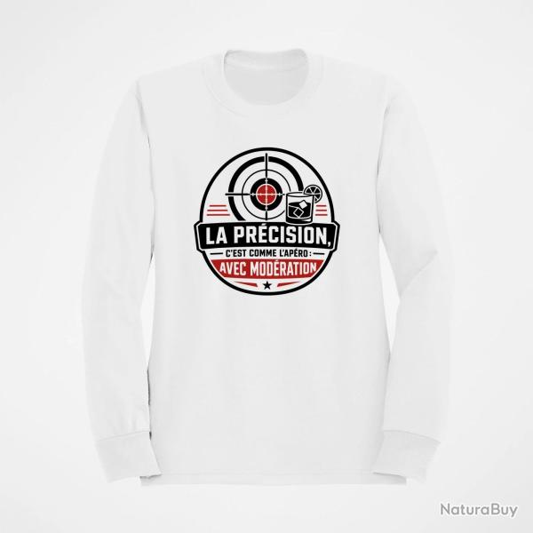 Sweat Tir Sportif La pr�cision, c'est comme l'ap�ro Avec mod�ration Blanc / Orange