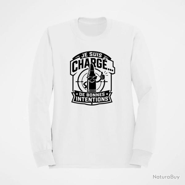 Sweat Tir Sportif Je suis charg� de bonnes intentions Blanc