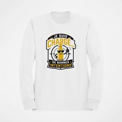 Sweat Tir Sportif Je suis charg&eacute; de bonnes intentions Blanc / Orange