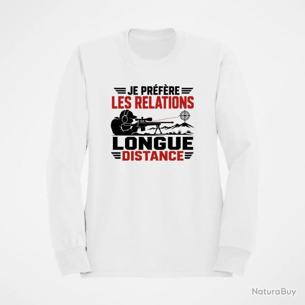 Sweat Tir Sportif Je pr�f�re les relations longue distance Blanc / Orange