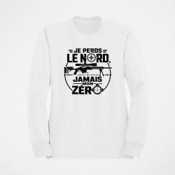 Sweat Tir Sportif Je perds le nord, jamais mon z&eacute;ro Blanc