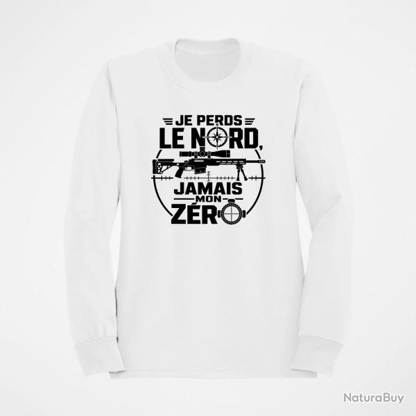 Sweat Tir Sportif Je perds le nord, jamais mon z�ro Blanc