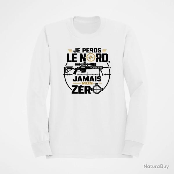 Sweat Tir Sportif Je perds le nord, jamais mon z�ro Blanc / Orange