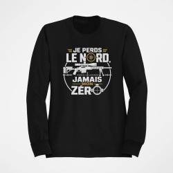 Sweat Tir Sportif Je perds le nord, jamais mon z&eacute;ro Noir / Orange