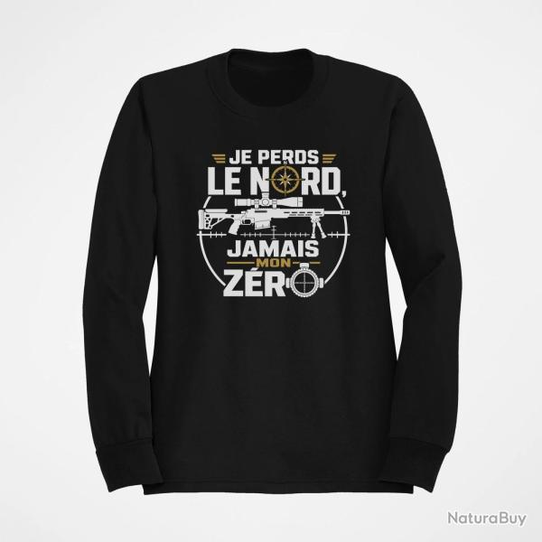 Sweat Tir Sportif Je perds le nord, jamais mon z�ro Noir / Orange