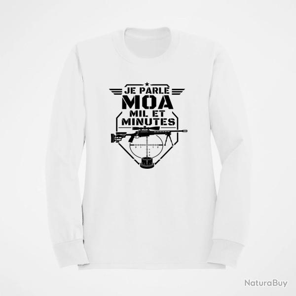 Sweat Tir Sportif Je parle MOA, MIL et minute Blanc