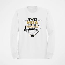 Sweat Tir Sportif Je parle MOA, MIL et minute Blanc / Orange