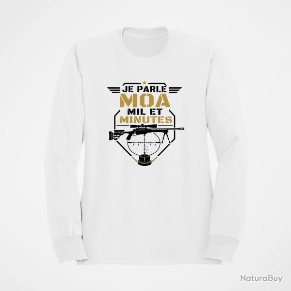 Sweat Tir Sportif Je parle MOA, MIL et minute Blanc / Orange