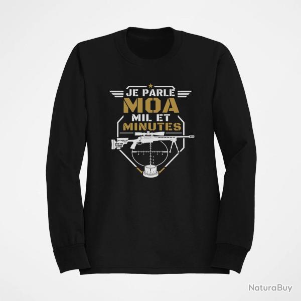 Sweat Tir Sportif Je parle MOA, MIL et minute Noir / Orange