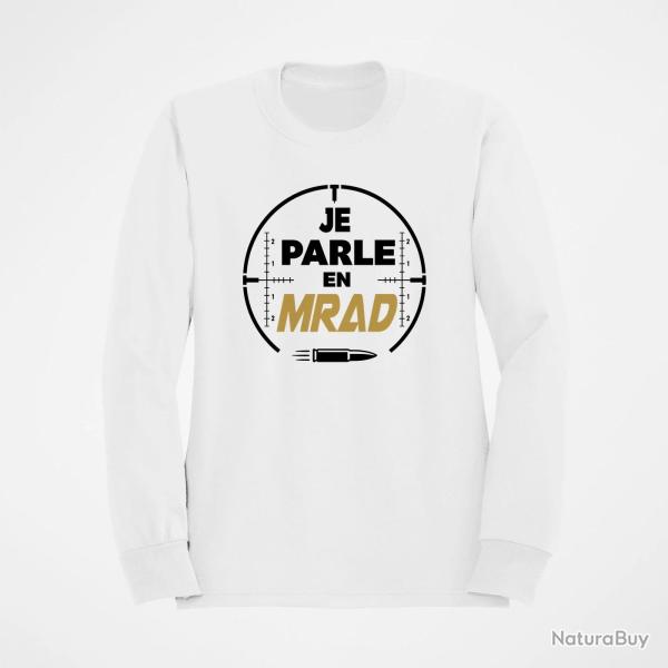 Sweat Tir Sportif Je parle en MRAD Blanc / Orange