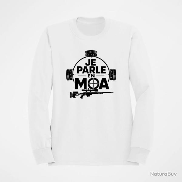 Sweat Tir Sportif Je parle en MOA Blanc