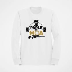 Sweat Tir Sportif Je parle en MOA Blanc / Orange