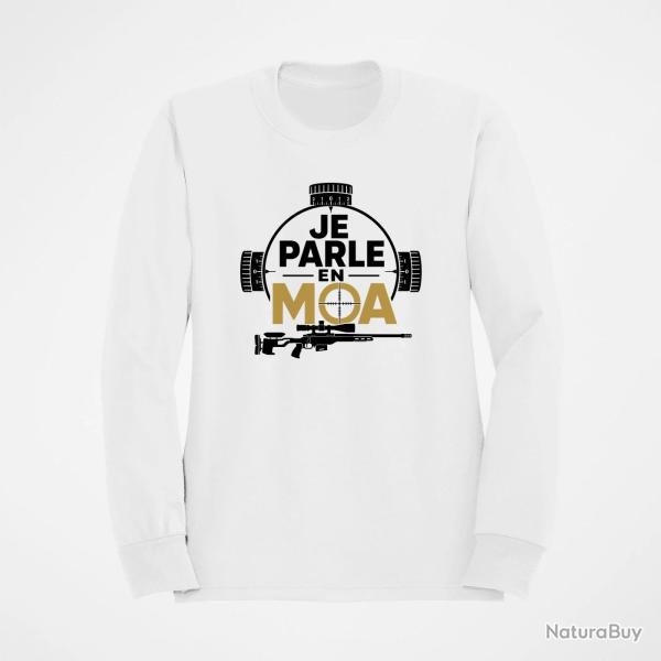 Sweat Tir Sportif Je parle en MOA Blanc / Orange