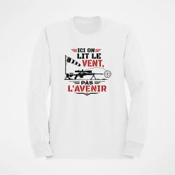 Sweat Tir Sportif Ici on lit le vent, pas l'avenir Blanc / Orange
