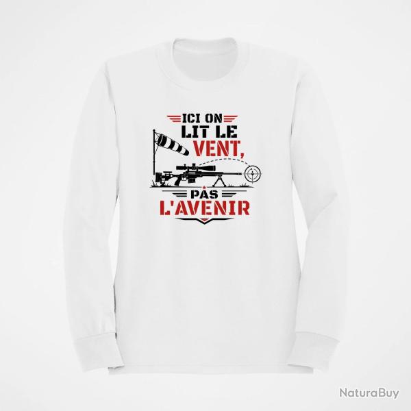 Sweat Tir Sportif Ici on lit le vent, pas l'avenir Blanc / Orange