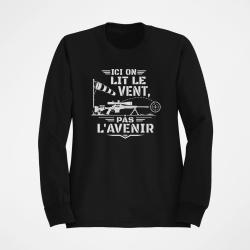 Sweat Tir Sportif Ici on lit le vent, pas l'avenir Noir