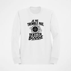Sweat Tir Sportif Je ne tremble pas, la cible bouge Blanc