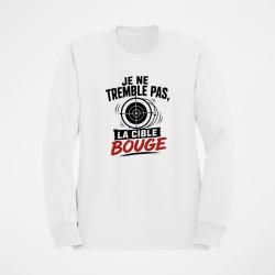 Sweat Tir Sportif Je ne tremble pas, la cible bouge Blanc / Orange