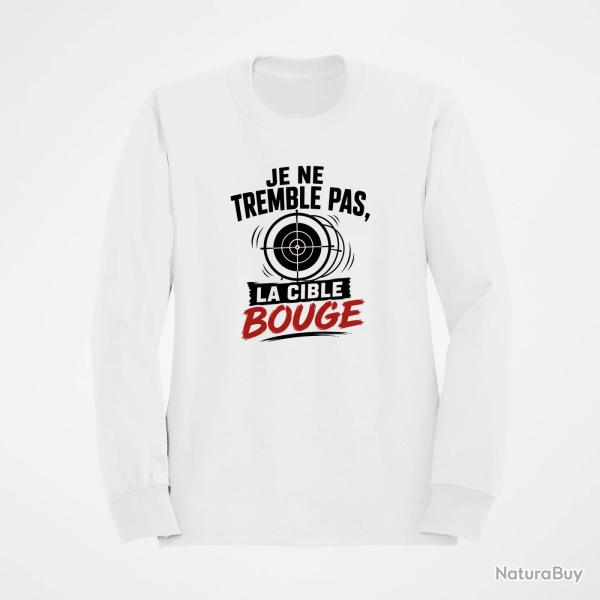 Sweat Tir Sportif Je ne tremble pas, la cible bouge Blanc / Orange