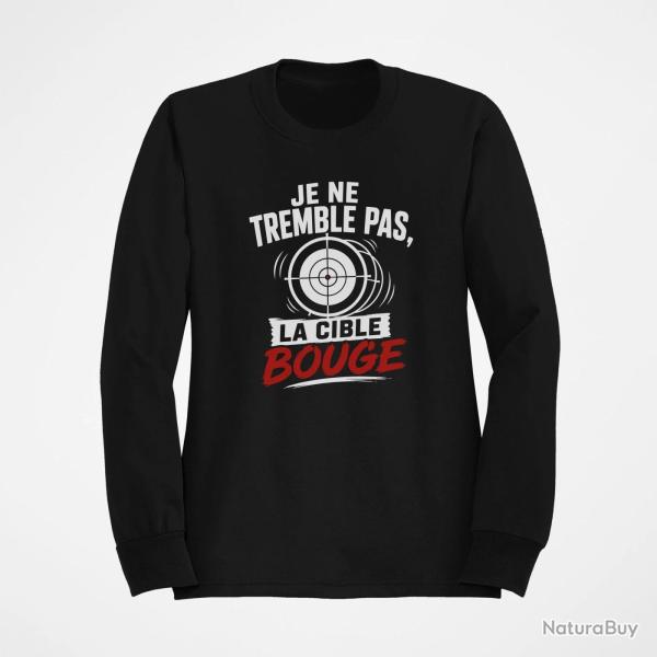 Sweat Tir Sportif Je ne tremble pas, la cible bouge Noir / Orange