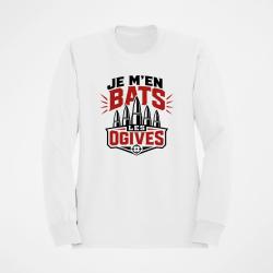 Sweat Tir Sportif Je m'en bats les ogives Blanc / Orange