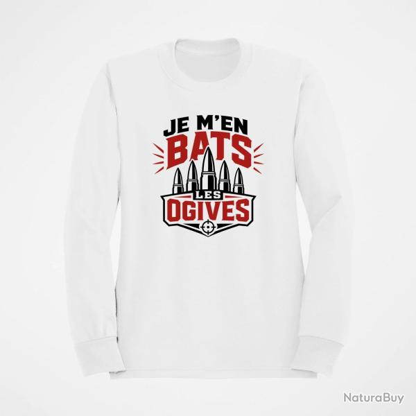 Sweat Tir Sportif Je m'en bats les ogives Blanc / Orange