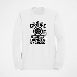 Sweat Tir Sportif Je groupe les bonnes excuses Blanc