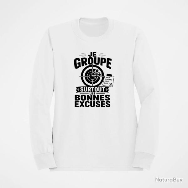 Sweat Tir Sportif Je groupe les bonnes excuses Blanc