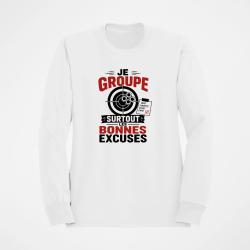 Sweat Tir Sportif Je groupe les bonnes excuses Blanc / Orange