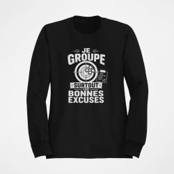 Sweat Tir Sportif Je groupe les bonnes excuses Noir