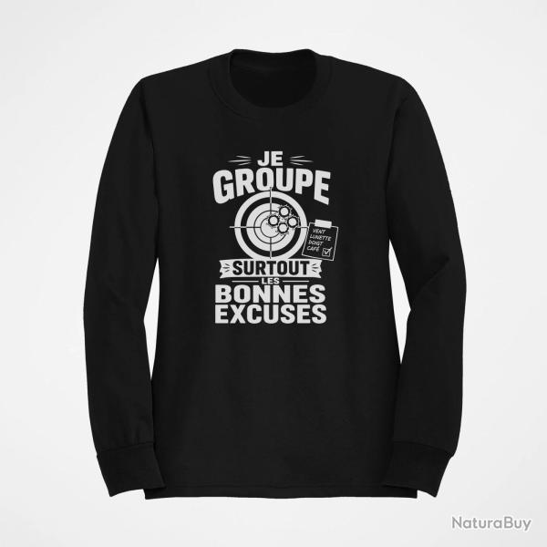 Sweat Tir Sportif Je groupe les bonnes excuses Noir