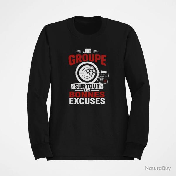 Sweat Tir Sportif Je groupe les bonnes excuses Noir / Orange