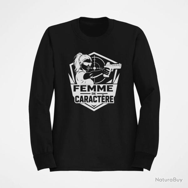 Sweat Tir Sportif Femme de caract�re Noir