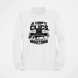 Sweat Tir Sportif Je compte les clics, pas les moutons Blanc