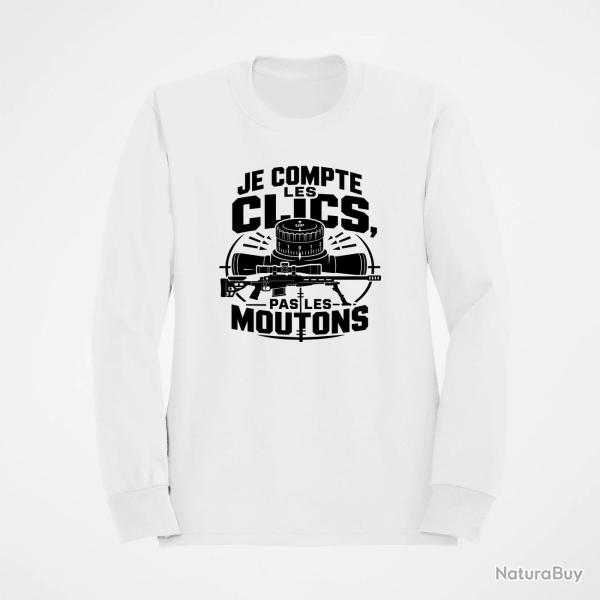 Sweat Tir Sportif Je compte les clics, pas les moutons Blanc