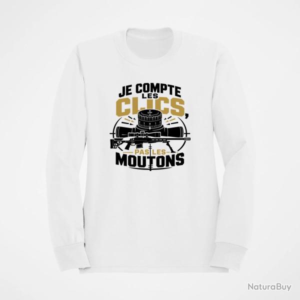 Sweat Tir Sportif Je compte les clics, pas les moutons Blanc / Orange