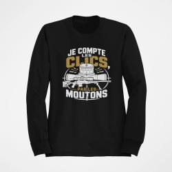 Sweat Tir Sportif Je compte les clics, pas les moutons Noir / Orange