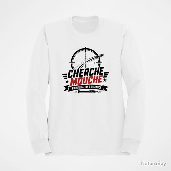 Sweat Tir Sportif Cherche mouche pour relation � distance Blanc / Orange